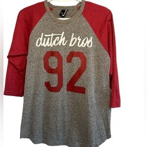 Dutch Bros Women’s SMALL+MEDIUM 92 Jersey VINTAGE Heather Gray w/ Maroon Jersey